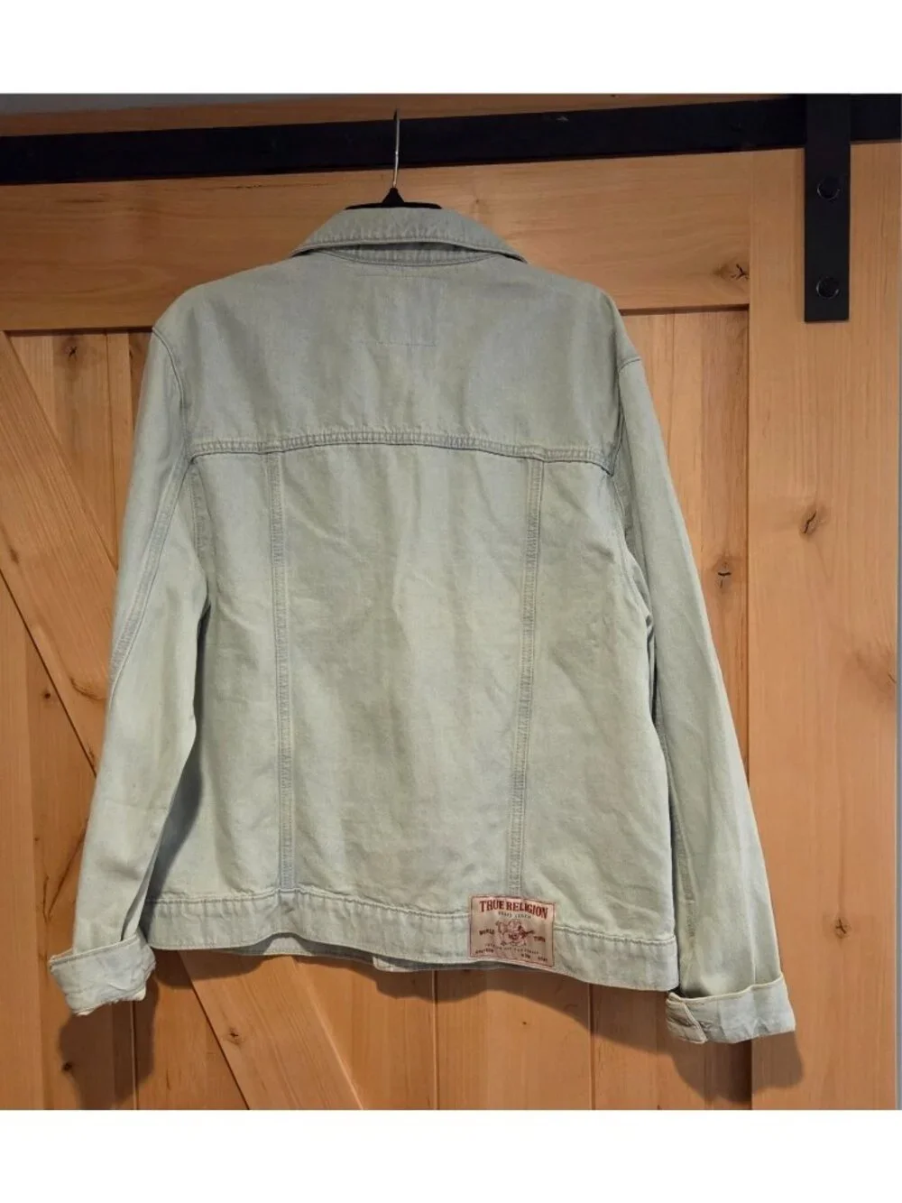 New! True Religion Trucker Jacket Mens Size L Jesse SN Light Wash Denim Cotton
